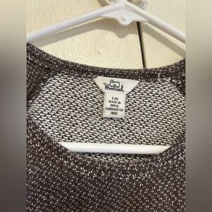 Vintage Woolrich Brown & Cream Short Sleeve Sweater Tee Size L